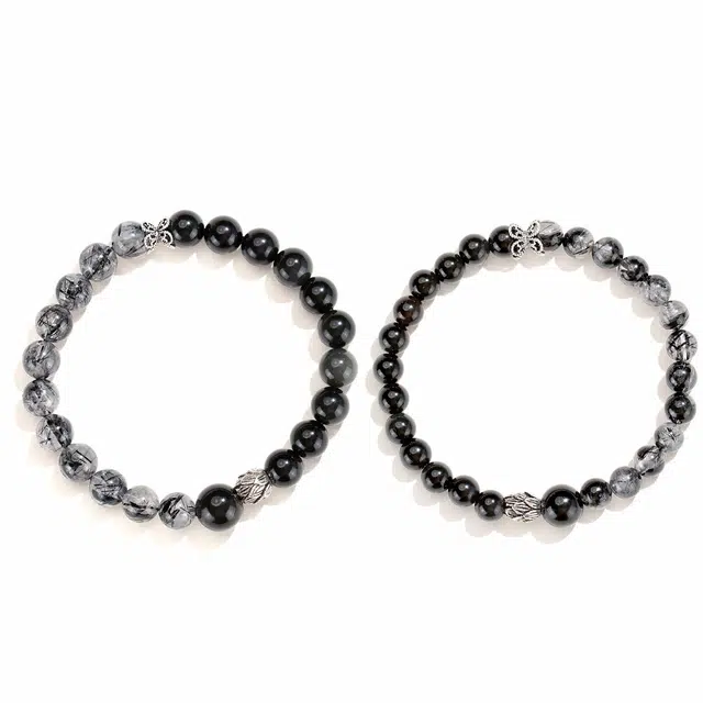 琉堇 莲蓬国潮新中式复古民族风珠串时尚轻奢小众新潮设计好运 黑曜石 手串 男女同款情侣款