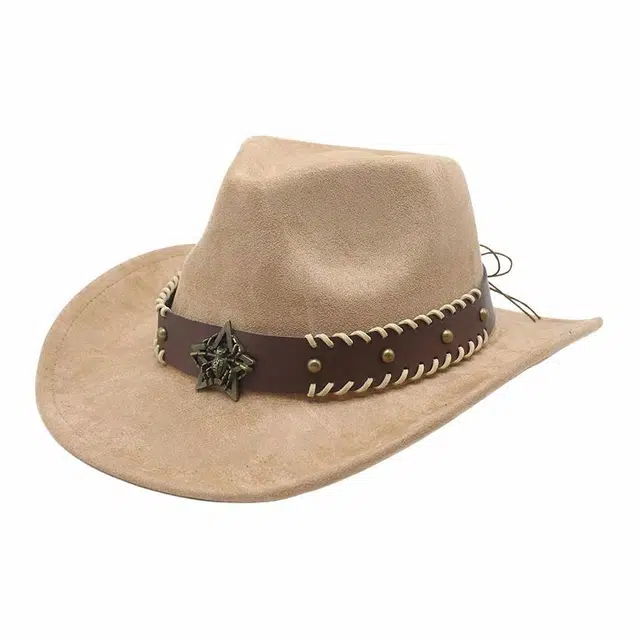 木林森 欧美西部牛仔帽旅行防晒遮阳帽 卷边骑士爵士帽 麂皮绒 礼帽 男女同款情侣款