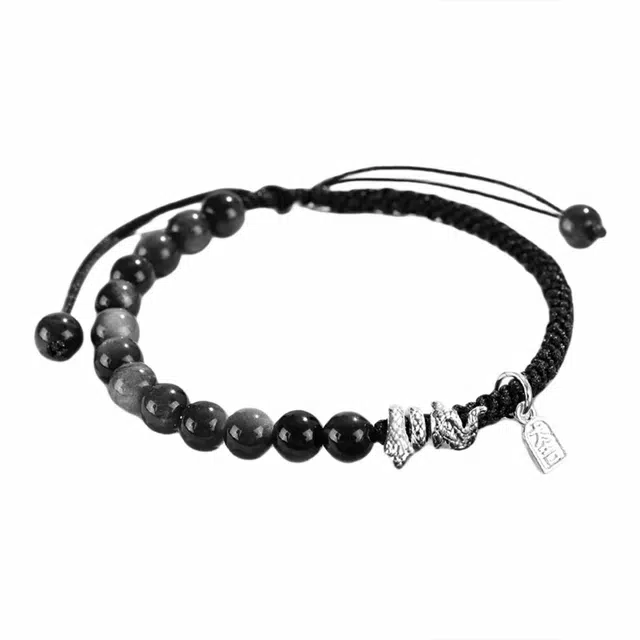 翠雅金楼 本命年蛇年新中式国潮时来运转生肖蛇转运珠编织手绳 精致百搭学生甜蜜约会告白配饰#好运 精美礼盒 黑曜石 手链 男女同款情侣款