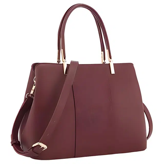 意尔康 时尚百搭便携 合成革 单肩手提包 大号 女款 酒红