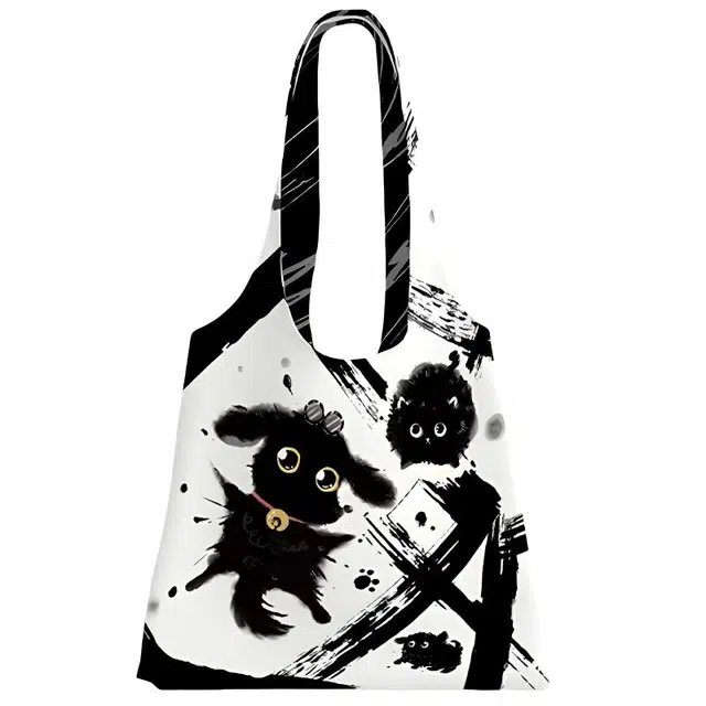 奥松 高级感时尚休闲 绒面科技布 单肩包 女款 墨汁小狗和尚