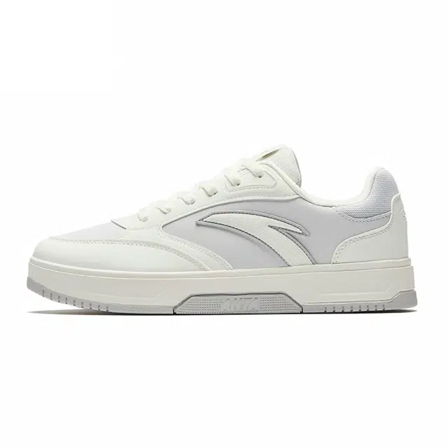 超级安踏 川行 舒适时尚 耐磨防滑包裹性 低帮 板鞋 男款 白灰色