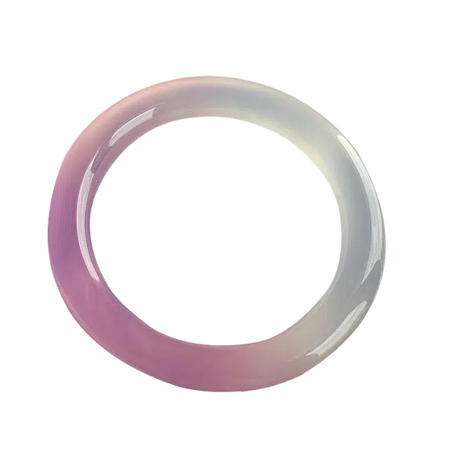 迈奇的礼物 胖圆渐变半白半粉色 玛瑙 手镯 女款