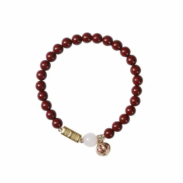 京华录 招财纳福水逆退散新中式国风福气满满朱事顺利好运 百搭年轻气质高级感好运 朱砂 手串 男女同款情侣款