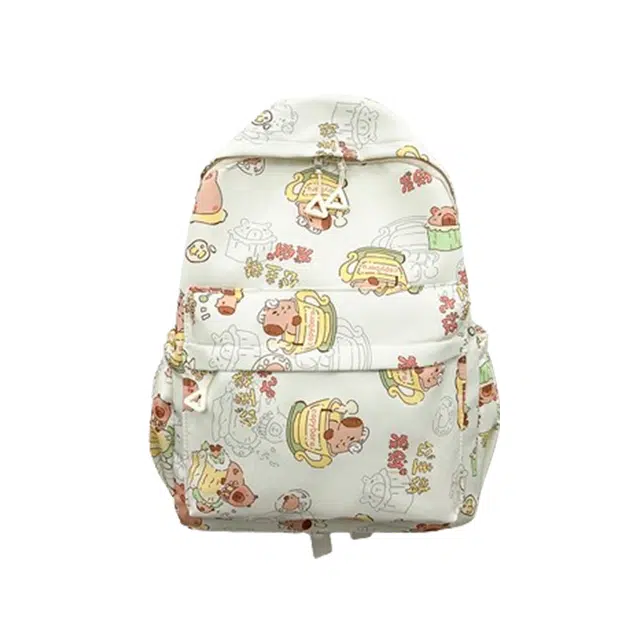 度森袋鼠 可爱百搭轻便卡通初高中生 尼龙 双肩包 常规 男女同款情侣款 白色/米白色/粉色/黑色