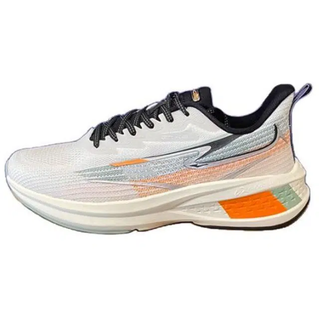 鸿星尔克 舒适 耐磨防滑 低帮 跑步鞋 男款 灰橙色