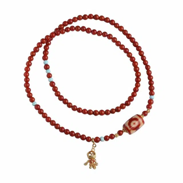 布达拉宫 多圈搭配红肉三眼天珠 原创设计 玛瑙 手串 男女同款情侣款