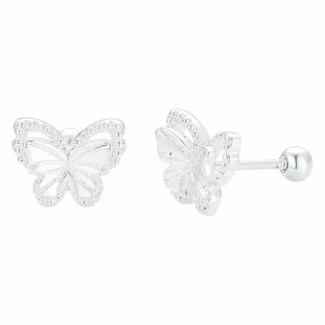 前方大荒野 立体蝴蝶耳饰双层镂空森系小清新时尚简约小众设计轻奢高级感浪漫甜美温柔迷人可爱日常百搭精致小巧 合金 耳钉 女款