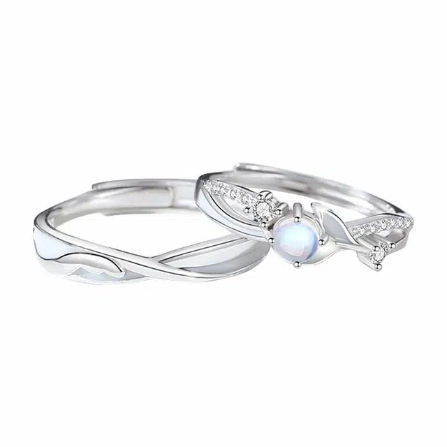 琦珂 鲸生有你鱼尾冷淡风夜光变色感轻奢小众高级设计款实心开口调节免费刻字 锆石 戒指 女款