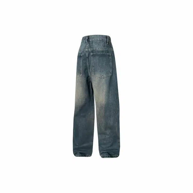 寻星记 美式复古高街水洗做旧宽松休闲直筒阔腿百搭舒适长裤牛仔裤 男女同款
