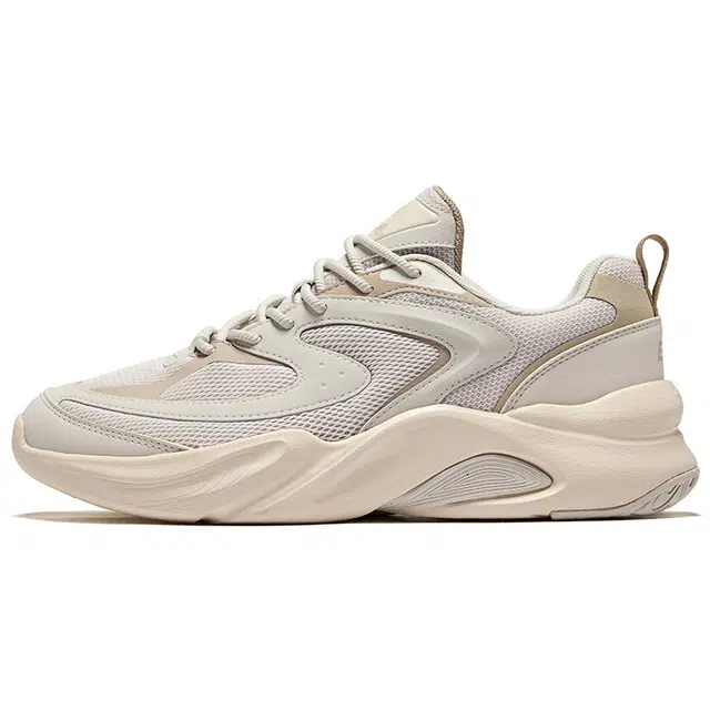 鸿星尔克 苍梧 复古 防滑耐磨 低帮 生活休闲鞋 男款 米色