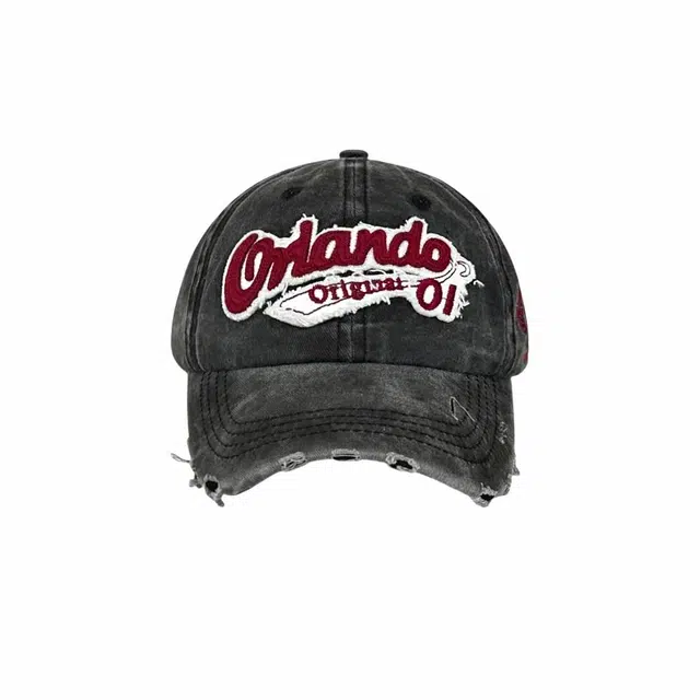 钓鱼熊 美式复古做旧水洗破洞显脸小百搭遮阳牛仔 棉 鸭舌帽 男女同款情侣款