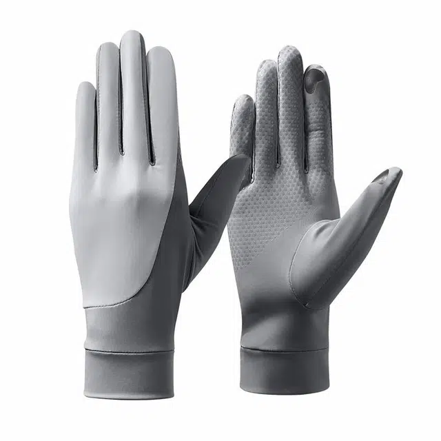 南极人 夏季冰丝薄款骑行防紫外线户外骑车登山运动开车防滑可触屏 速干轻便 防晒手套 女款