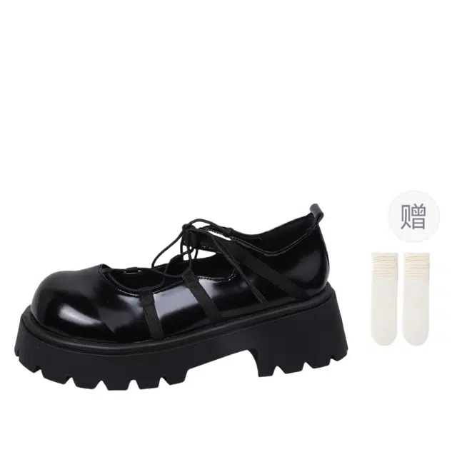 小鹿米利 甜系学生小皮鞋少女 洛丽塔休闲 俏皮百搭 玛丽珍鞋 女 黑色