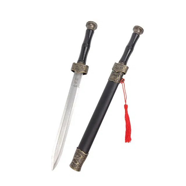 天子剑 吟龙小剑 金属装高碳钢刃古风宝剑龙泉短剑 成品模型
