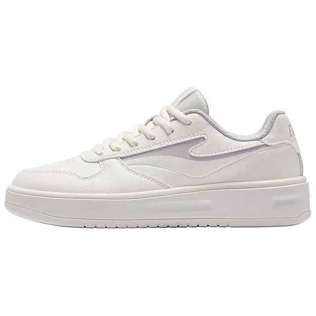 鸿星尔克 天权 天权 时尚复古 防滑轻便 低帮 板鞋 女款 白紫色