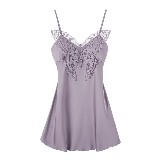 俏霓桐 纯欲纯色居家休闲舒适带可拆卸胸垫无袖家居服睡裙 女款 图色