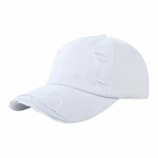 优莲茵 夏季水洗破洞做旧款 韩版  软顶个性复古遮阳帽 涤纶 鸭舌帽 男女同款情侣款