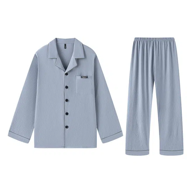 好福份 舒适休闲简约透气家居服睡衣套装 男款 图片色