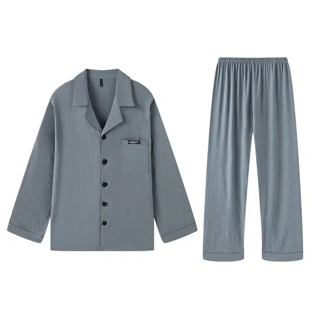 好福份 亲肤长袖大码简约高级感睡衣套装 男款 图片色