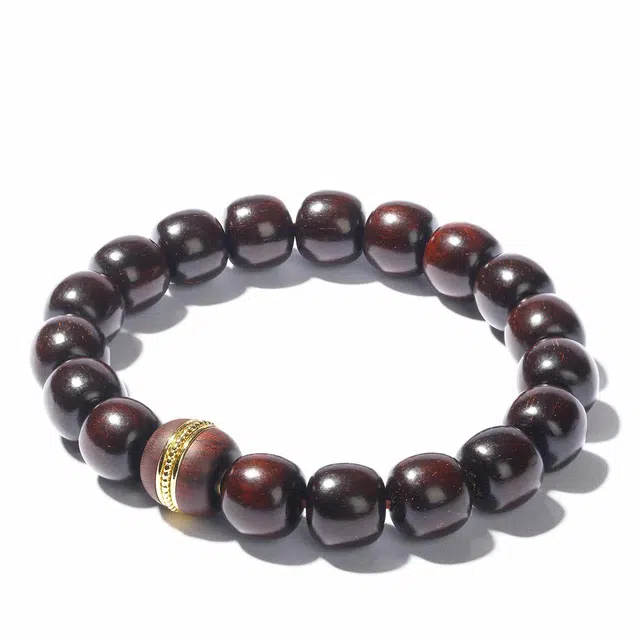 三檀小舍 老型汉堡珠 招财纳福文玩盘玩小叶佛珠转运手饰#好运 小众高级轻奢礼盒 紫檀属 木作手串 男女同款情侣款