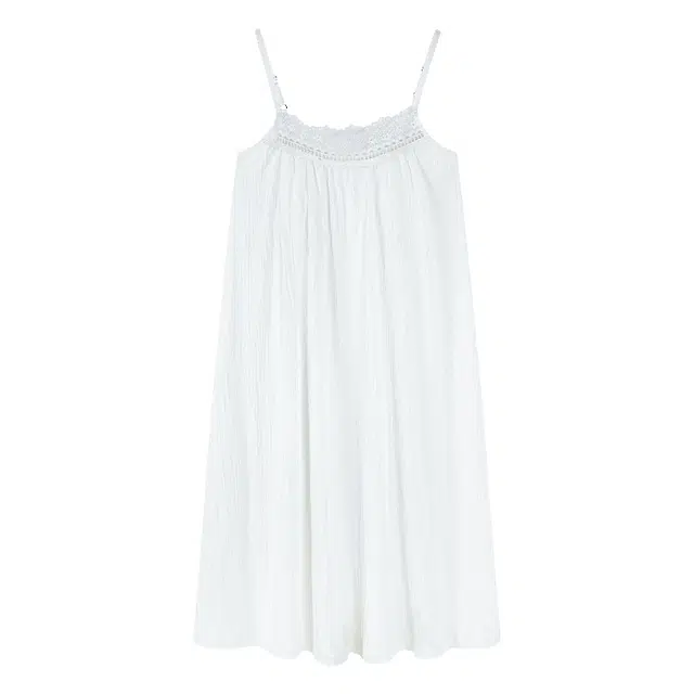 莫代尔 轻盈透气不闷舒适休闲柔软亲肤气质百搭带胸垫可外穿吊带夏季睡裙 女款 白色