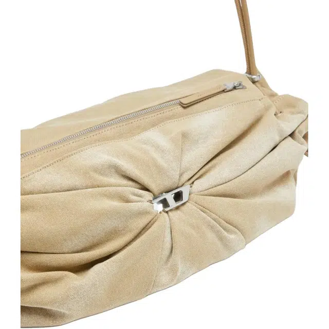 DIESEL Scrunched-D Shoulder Bag Large Beige