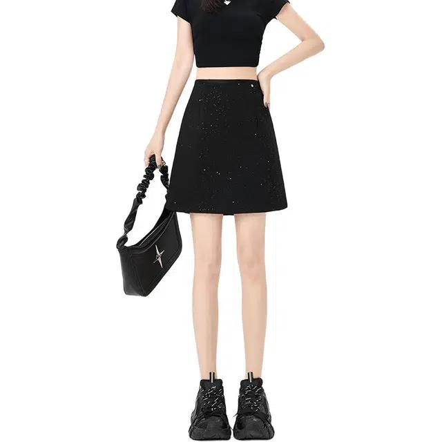 水中花 亮片西装半身裙高腰包臀裙休闲短裙 女款