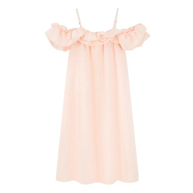 莫代尔 舒适百搭吊带时尚柔软亲肤带胸垫宽松可外穿夏季睡裙 女款 浅粉色