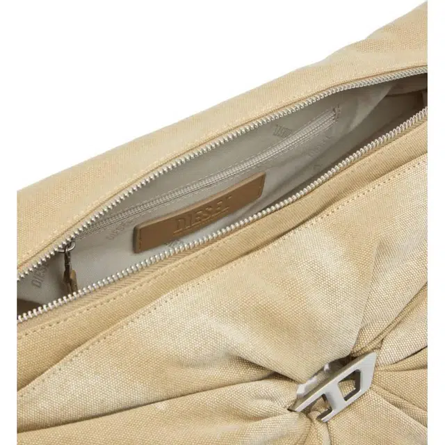 DIESEL Scrunched-D Shoulder Bag Large Beige