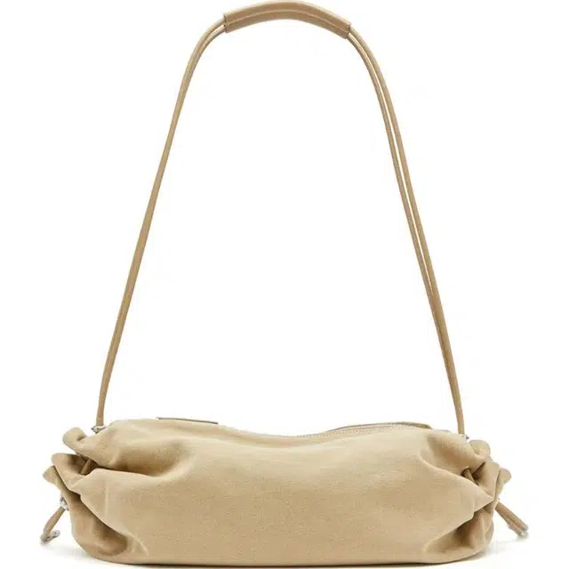 DIESEL Scrunched-D Shoulder Bag Large Beige