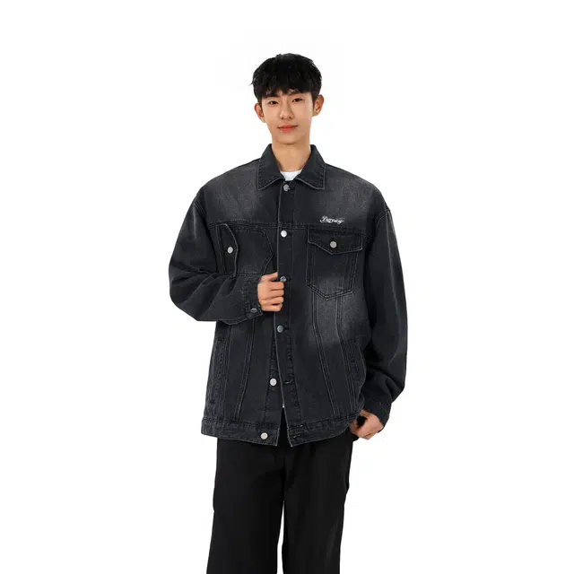 美式复古潮流休闲多元素设计服饰牛仔外套 男女同款