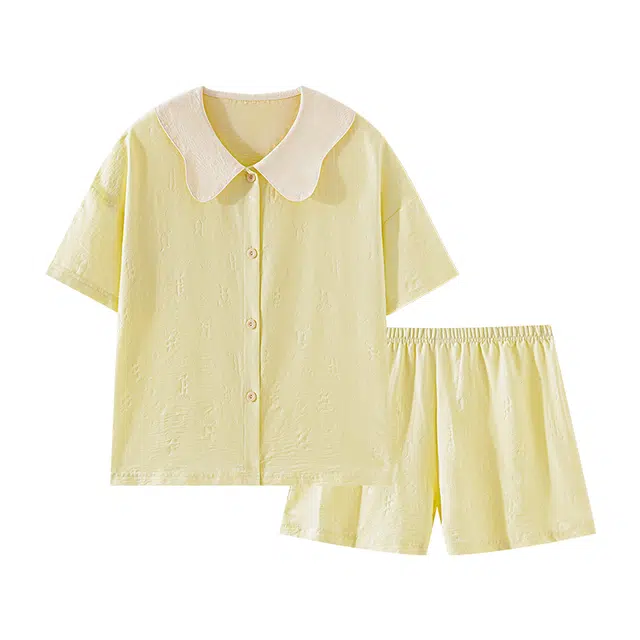 欧诗帛 甜美休闲简约短袖学生可出门家居服睡衣套装 女款 图片色