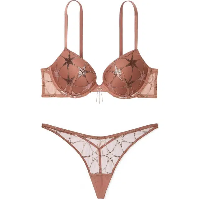 Victoria's Secret Soft V Strap Bra Set Brown