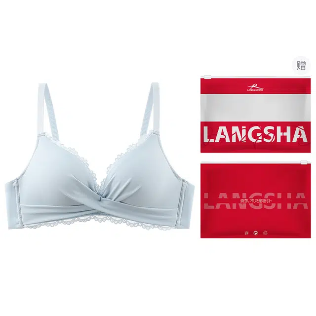 浪莎 无痕无钢圈小胸聚拢收副乳防下垂大胸显小胸蕾丝边美背胸罩薄款文胸 女款
