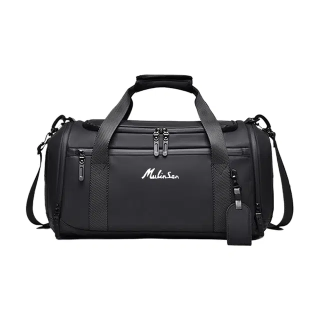 木林森 大号大容量多功能通勤出行干湿分离鞋仓时尚潮流百搭运动健身包 牛津布 旅行包手提包斜挎包 男女同款情侣款 黑色/灰色