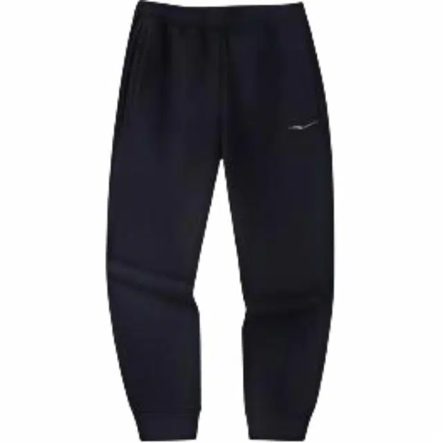 鸿星尔克 生活系列 男子户外系列 纯色中腰透气百搭束脚针织运动裤 男款 正黑