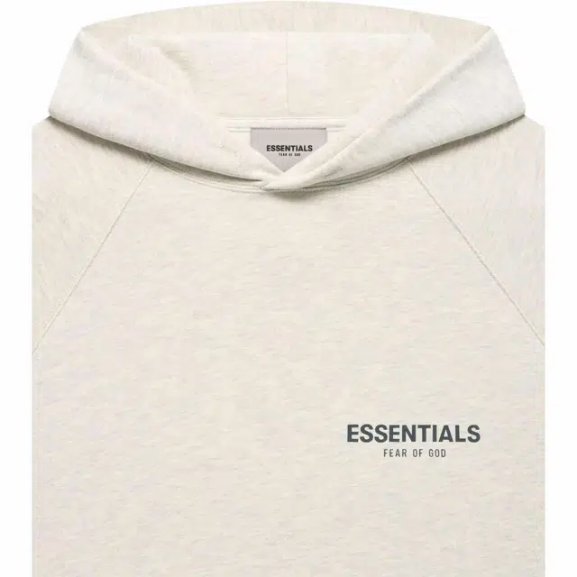 Fear of God Essentials FW21 Pullover Hoodie Light Heather Oatmeal Logo