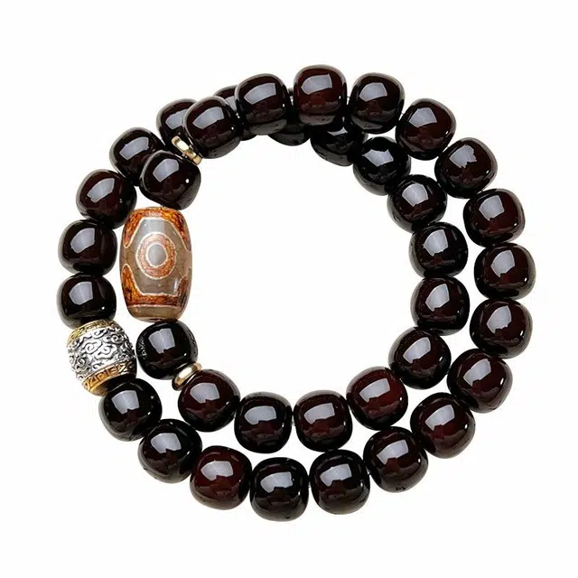 岁月静好 小众设计藏式天珠双圈文玩盘串休闲解压精品个性潮流纳福转运佛珠 #好运 菩提根 手串 男女同款情侣款