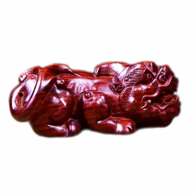 物㯖 【纳福貔貅】八方来财收藏级国潮新中式文玩居家茶艺手工精雕盘玩招财貔貅#好运 小叶紫檀 把件 男女同款情侣款