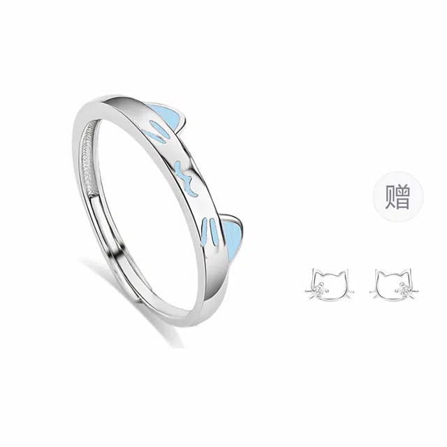 高品质|夜光 饰伴 猫咪对戒 萌趣猫爪 高级轻奢浪漫甜蜜可爱小清新百搭可调节 合金 戒指 男女同款情侣款