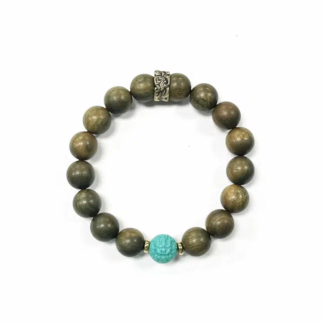 岁月静好 大黑天 小众设计国潮复古典雅文艺感本命年转运串珠 考研考试上岸高级时尚 一鸣惊人#好运 绿檀 木作手串 男女同款情侣款