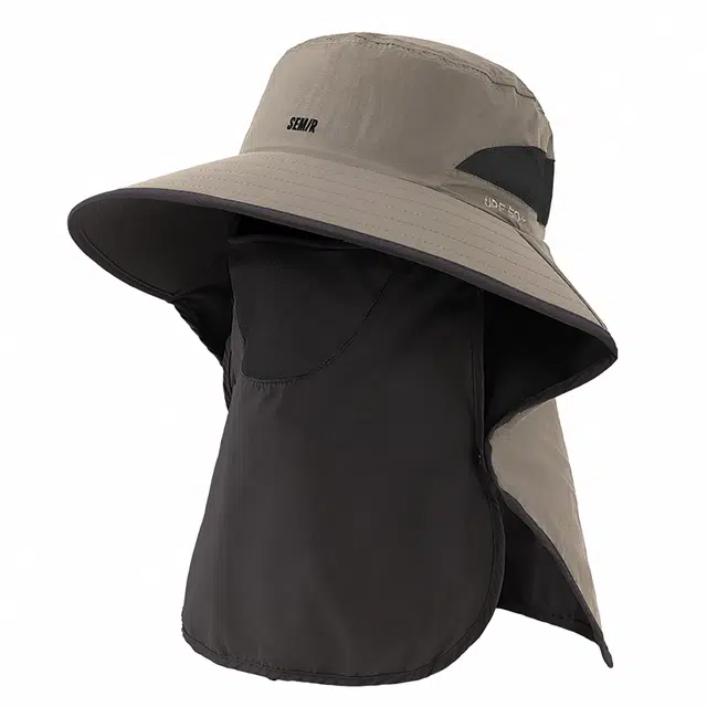 森马 渔夫帽一体户外钓鱼 聚酯纤维 防晒帽 男款