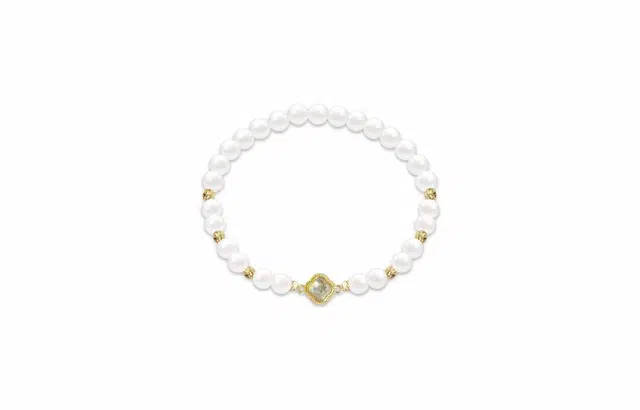 克拉日记 树脂四叶草法式气质高级感百搭精致手饰手饰国潮风招财平安好运礼盒装 贝珠珍珠 手串 女款