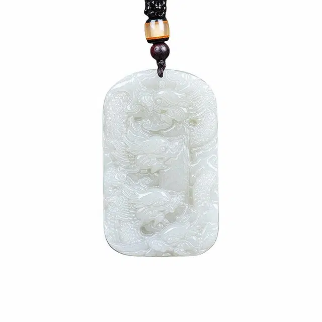 舒杰 国风九龙戏珠 和田玉项链 白玉/青白玉 男女同款情侣款