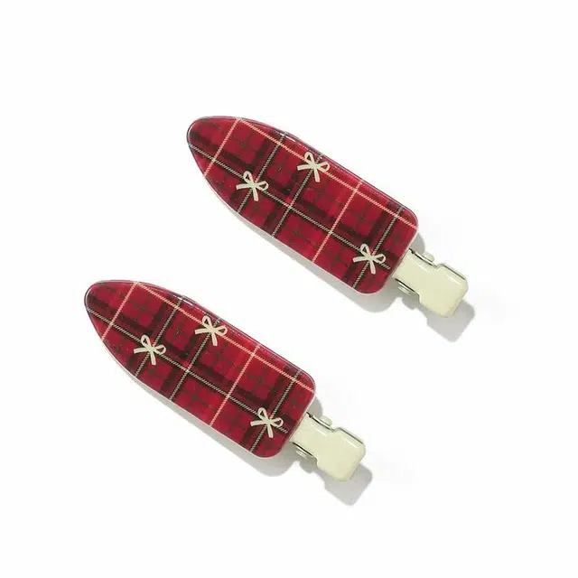 如花梦 菱格复古红色 学院风边夹无痕夹可爱少女心甜美 合金 发夹 女款