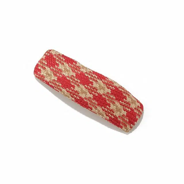 如花梦 安可拉红色千鸟格丝绒边夹 合金 发夹 女款