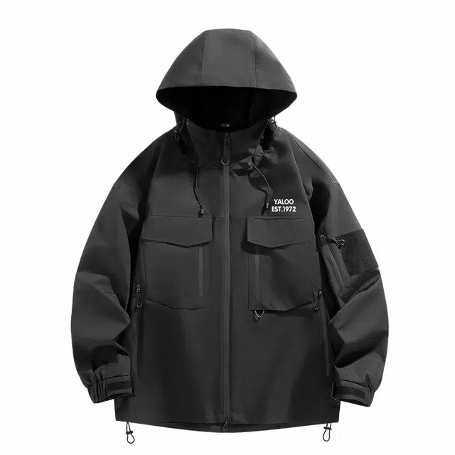 雅鹿  城市户外机能风多功能工装登山简约运动百搭山系休闲宽松连帽高街青少年  防水防风防泼水冲锋衣 男女同款
