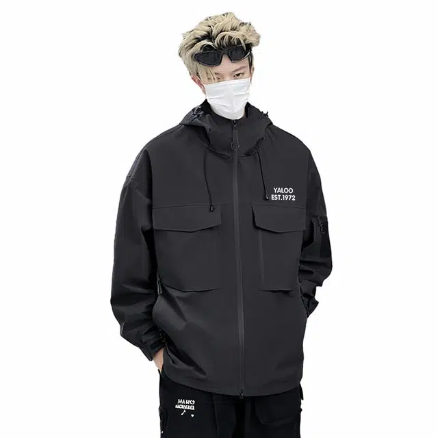 雅鹿  城市户外机能风多功能工装登山简约运动百搭山系休闲宽松连帽高街青少年  防水防风防泼水冲锋衣 男女同款