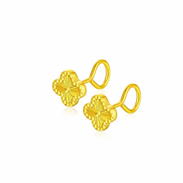 希遇 风铃轻语 国潮轻奢 金色四叶草 好运连连 小众设计精致高级感 合金 耳钉 男女同款情侣款
